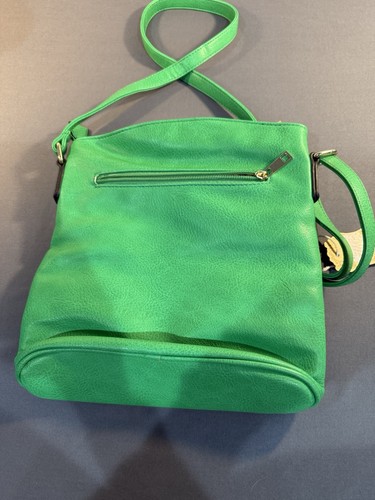 Alyssa Double Compartment Double Zip Crossbody Bag Green Vegan Leather Large - Bild 7 von 19