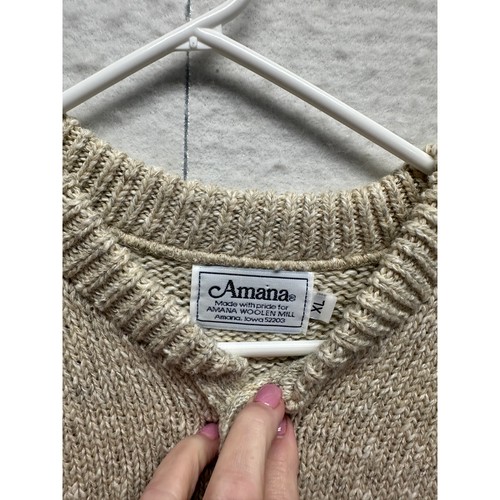 Amana Woolen Mills Men Cream XL Fisherman Sweater Wool Blend Heavy Knit - Picture 4 of 9