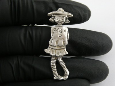 Vintage Sterling Silver Girl Nina Pin or Brooch Signed CL 5.6g 1.75 Inch Length