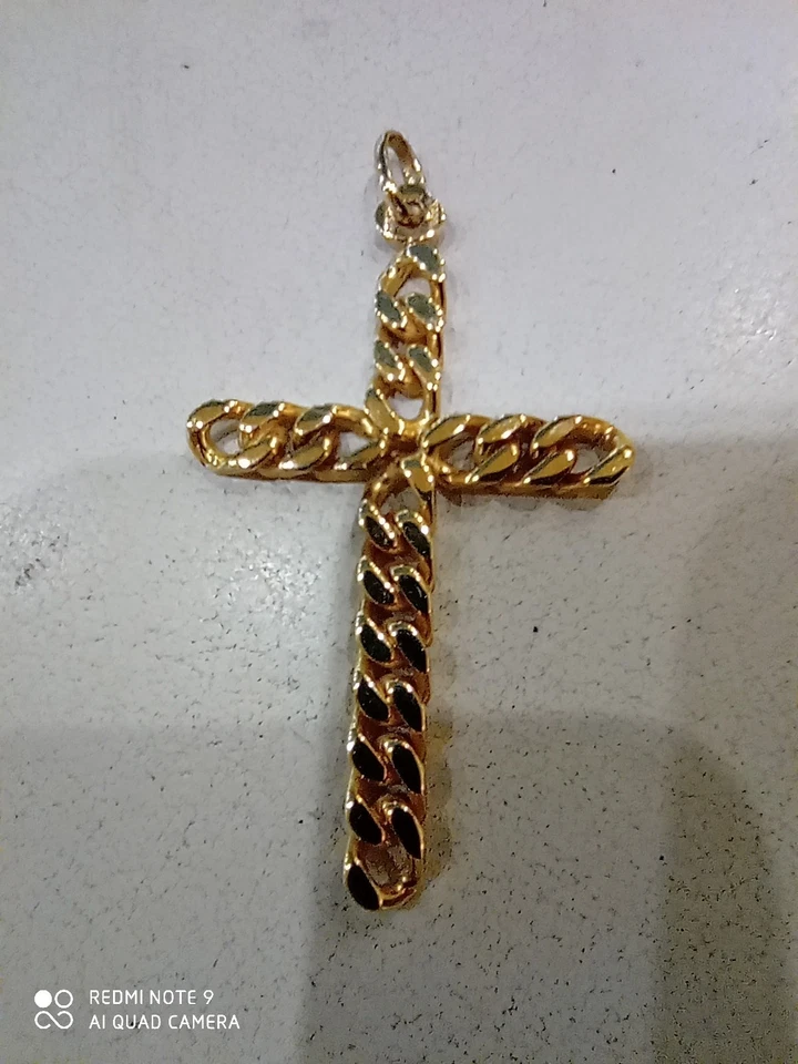 ciondolo croce a catena rigida argento 925 mm laminato - Immagine 2 di 3