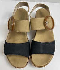 Remonte Jocelyn Women  s Comfort Sandals Size 39/8 Beige Black Leather Straps