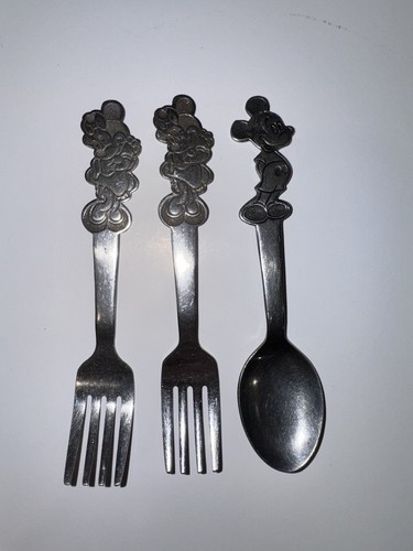 Vintage Walt Disney Mickey & Minnie Mouse Löffel Gabel von Bonny Edelstahl Japan