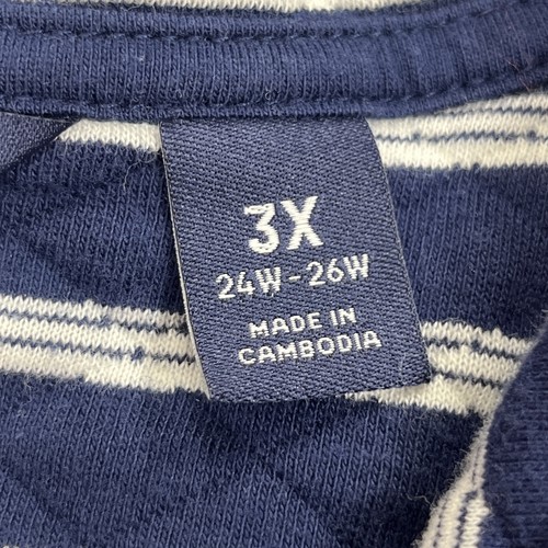 Lands End Quilted Snap Neck Pullover Size 3X Blue Sweatshirt Casual Nautical - Picture 3 of 12