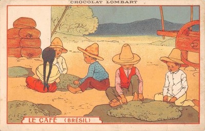 Old postcard advertising / chocolate lombart / le cafe brazil