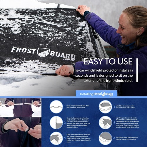 FrostGuard Plus Winter Windshield Cover - Black, XL - Picture 7 of 8