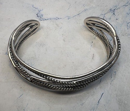 925 Sterling Silber Relios Carolyn Pollack Kreuz Seil Manschette Armband - Bild 6 von 9