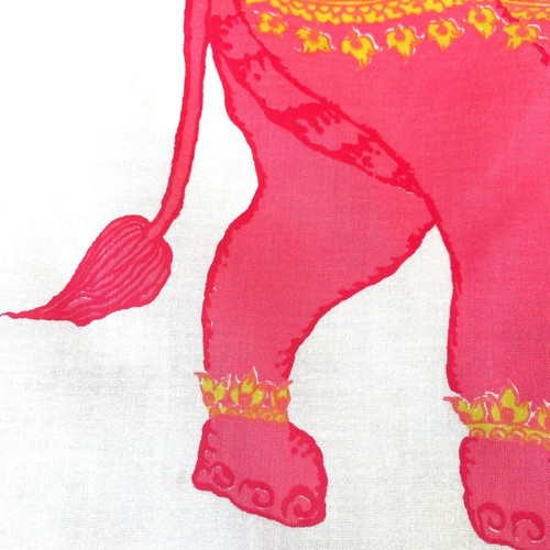 Vintage Jim Thompson Thai Seidentuch-rosa Elefanten Design-handgerollter Rand-16x16 - Bild 7 von 8