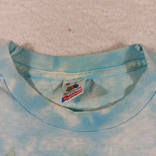 Vintage 90s Fruit Of The Loom Shirt Herren XL Blau Karte Welt Ozean Kontinente AOP - Bild 4 von 12