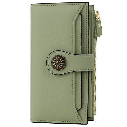Wallets Women RFID Large Capacity Luxury Waxed Leather Clutch Wallet Multi Ca...