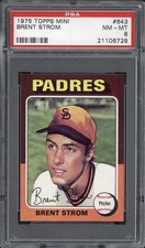 1975 Topps Mini Brent Strom #643 PSA 8 NM-MT San Diego Padres