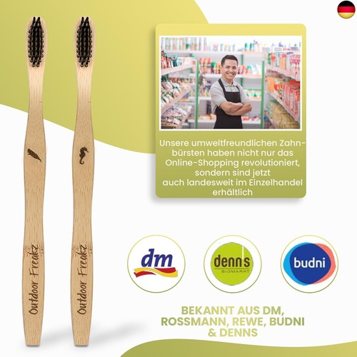 4er Pack Bambus Zahnbürste mit reinem Bambus-Holz ? vegan ? biologisch abbaubar - Bild 2 von 8