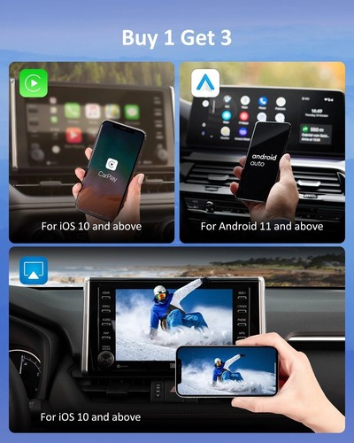 3in1 OTTOMOTION MX Wireless Android Auto/CarPlay Adapter Wired CarPlay +Airplay - Foto 10 di 17