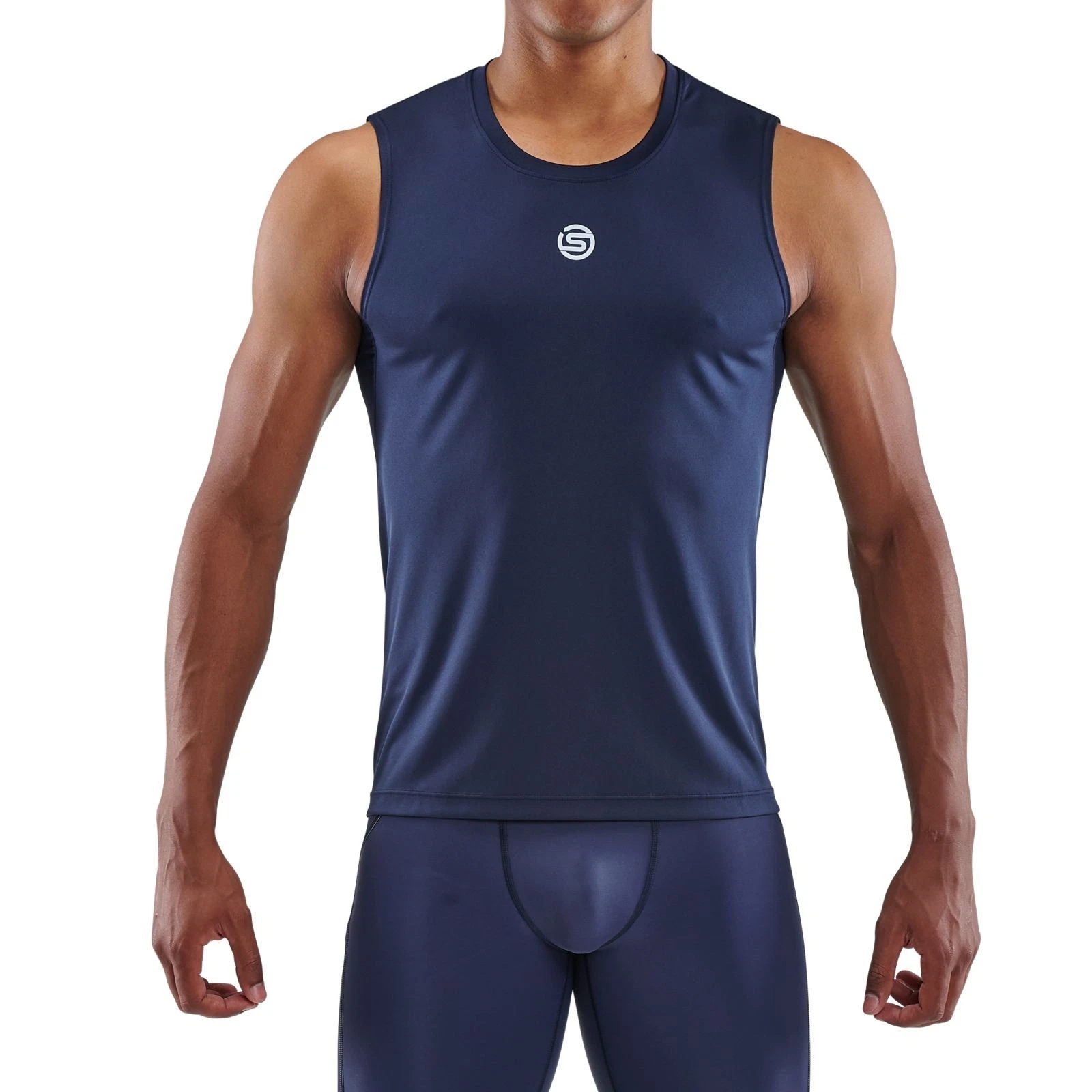 SKINS Series 3 Mens Navy Blue Sleeveless Baselayer Top Size Medium BNWT C2632