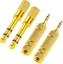 4 Pack Headphone Jack Adapter - 3.5mm (1/8 inch) Male to 6.35mm (1/4 inch)