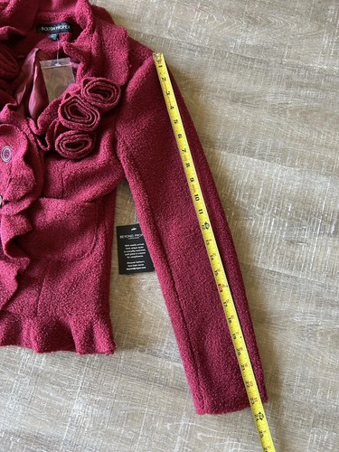 Boston Proper Women’s floral teddy Blazer Jacket Couture Preppy Red size 0 NEW - Picture 14 of 15