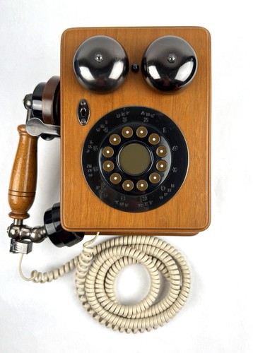 Antique Replica Western Electric Wall Mounted Wooden Phone VTG Untested Decor