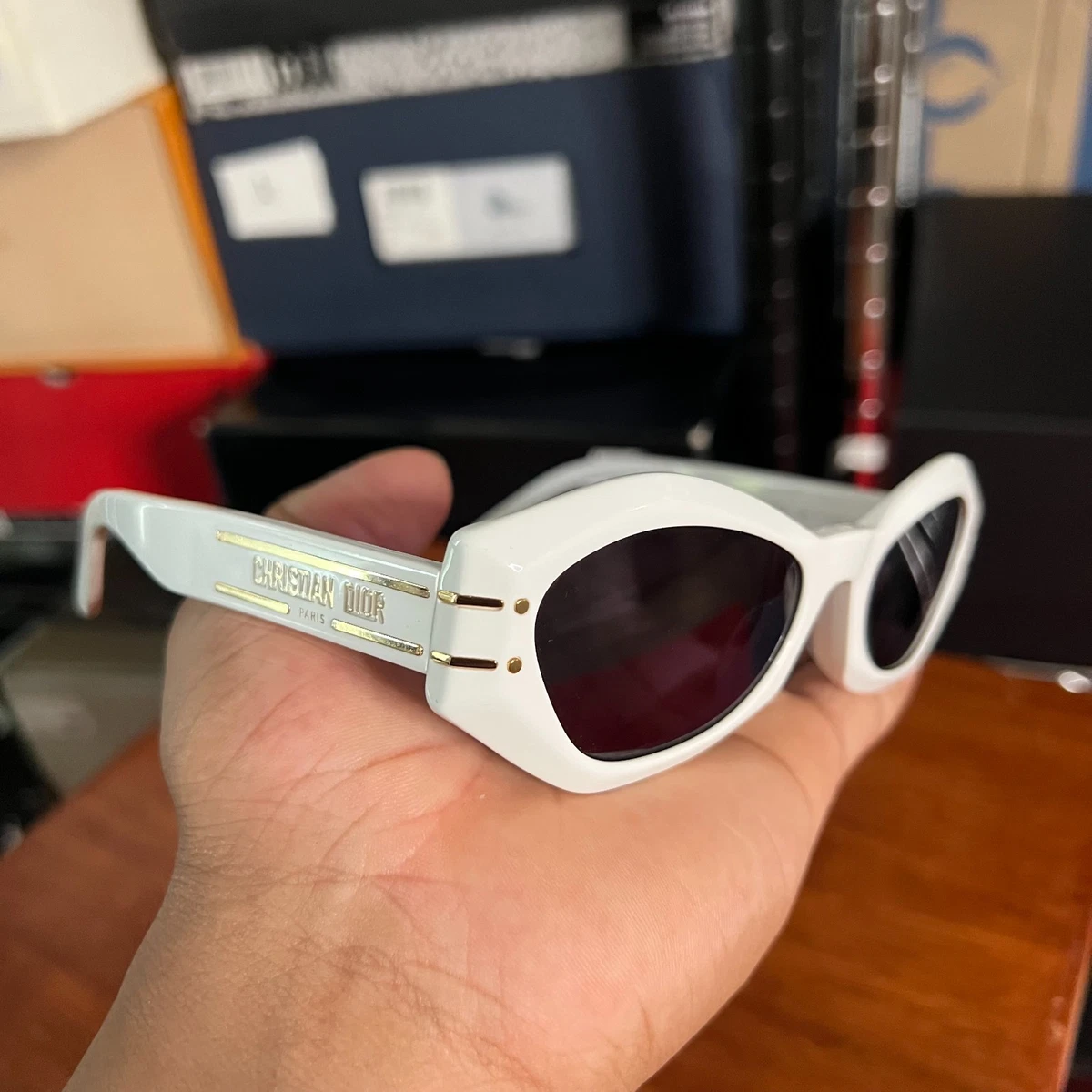 Dior キャットアイサングラス レッド/アイボリー Dior Cat Eye Sunglasses White for Women for sale | eBay
