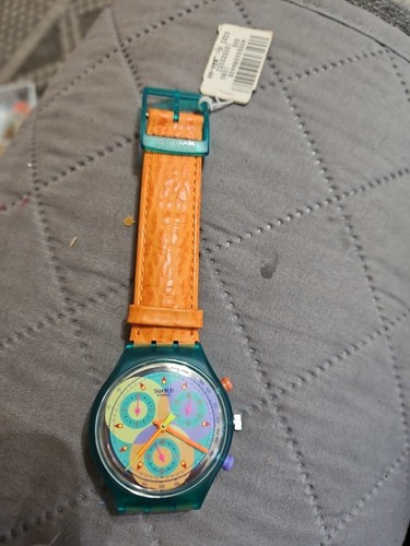 s500 1992 Green & Yellow Rainbow Swiss Made Swatch Chronograph, Swatch Chrono