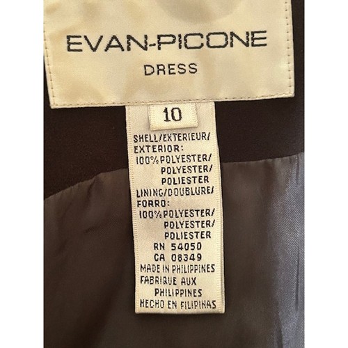 Abito midi vintage anni 90 Evan-Picone nero senza maniche peplo - taglia 10 - Foto 7 di 8