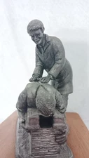 Michael Ricker Pewter 1986 Stamped Chiropractor Rare Sculpture