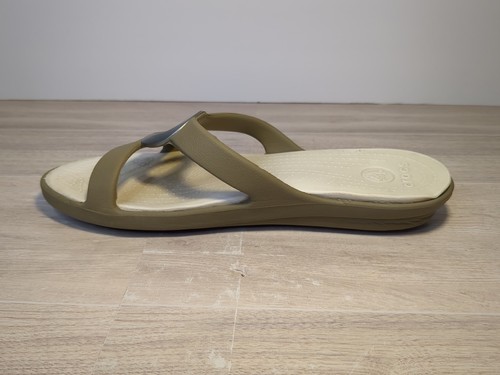 Sandalias CROCS para mujer 7 Sanrah crema topo mate plata círculo anillo deslizables RARAS - Imagen 4 de 7