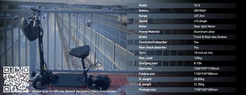 500W Adult Electric Scooter 864WH Folding E-scooter 10" Off-raod Tire Dual Shock - Picture 17 of 17