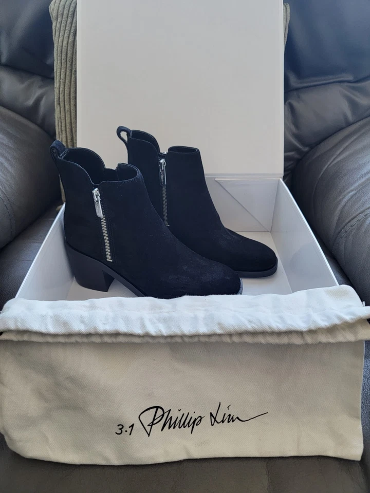 NEW BOXED 3.1 Phillip Lim Alexa Ankle Boot 70mm 100% Cow Suede Leather. BLACK 37 - Image 3 of 4