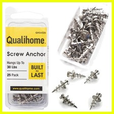 Corrosion-Resistant Bear Claw Wall Screw Anchors - 30 lbs Capacity, 25 Pack