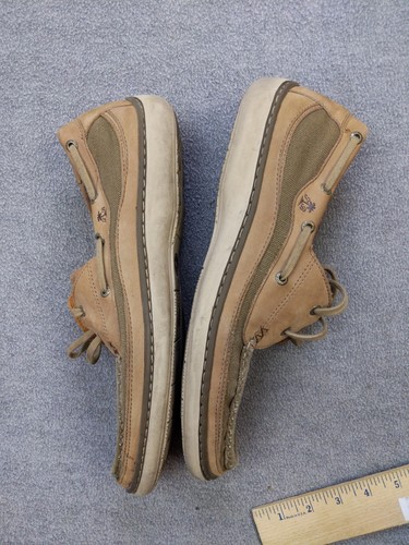 Tommy Bahama Shoes Mens Size 12M Brown Almond Woven Canvas Leather Boat Casual - Picture 8 of 9