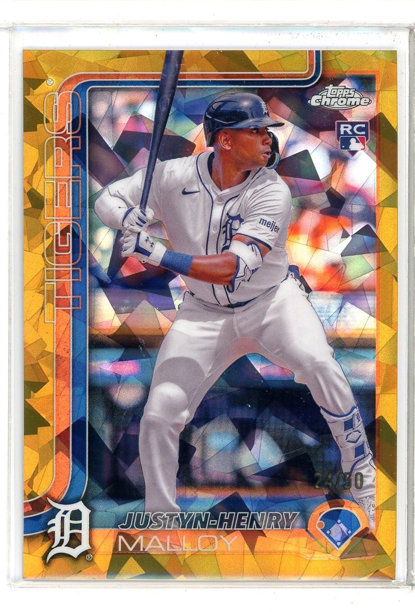 2025 Topps Chrome Sapphire Justyn-Henry Malloy RC Gold Refractor #24/50 (RC)