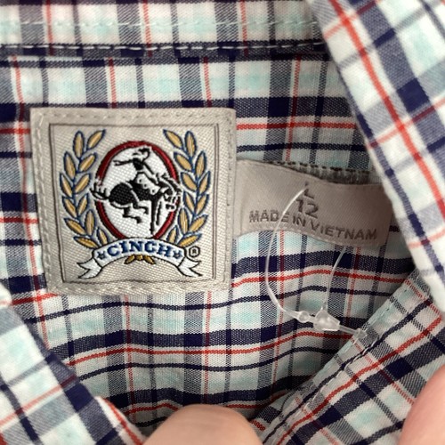 EUC Boys Cinch Western Cowboy Button Down Plaid Shirt - LG (12) - Picture 4 of 6