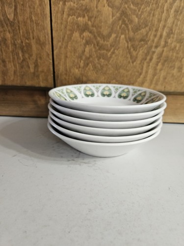 6 Noritake Progression Palos Verde Coupe/Sauce 5.75" 9020 Vintage Green/Yellow - Picture 2 of 4