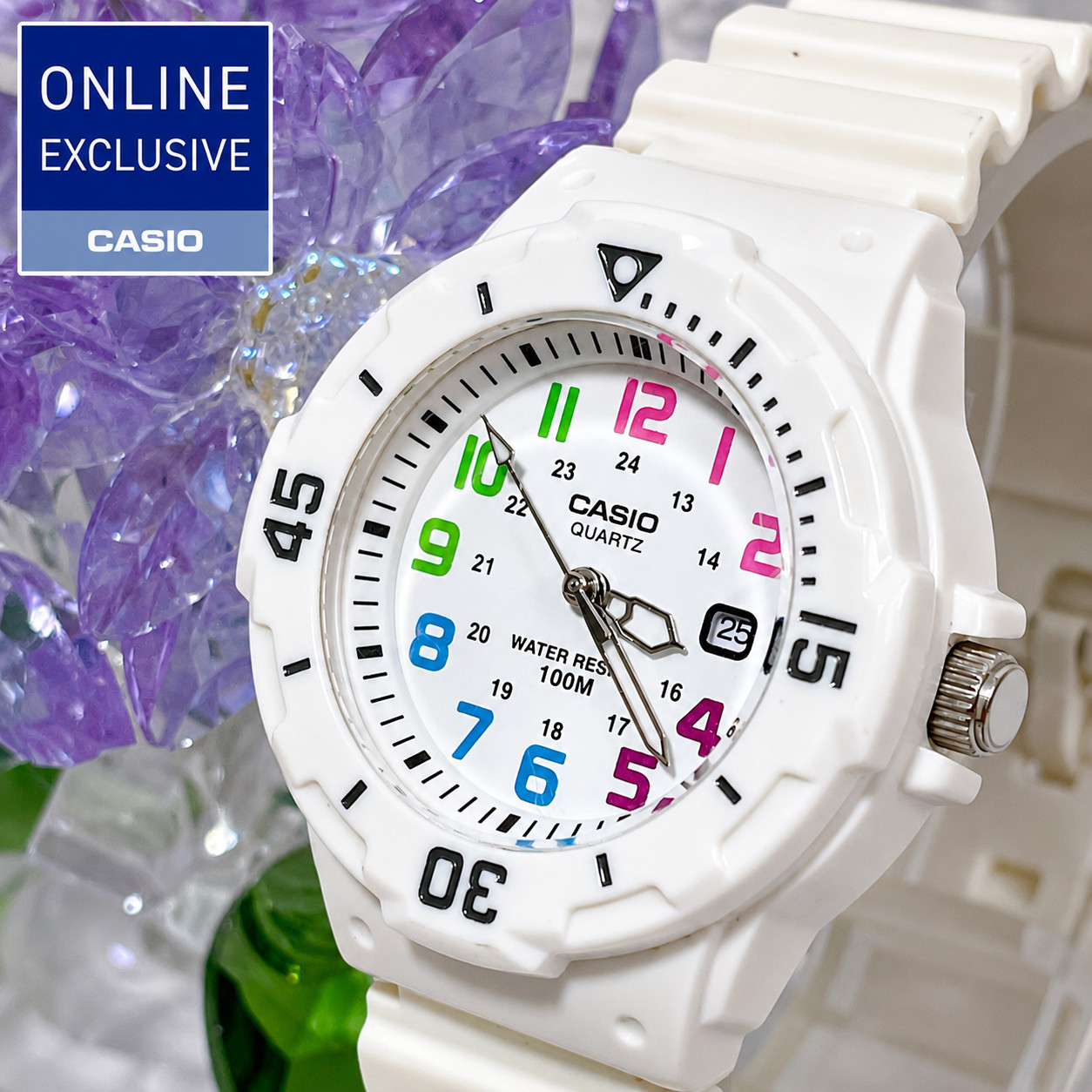 Casio LRW-200H-7BV Analog Watch White Resin 100M WR Dive Style Womens NEW