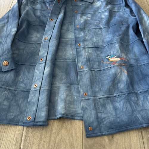 Chaqueta de mezclilla See By Chloé para mujer 42 floral lavado ácido pájaro bordado botón a presión - Imagen 10 de 18