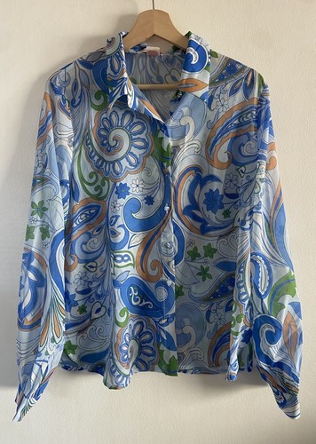 Damen Flying Tomato Feeling Jolly blau Paisley Top Medium neu mit Etikett Langarm - Bild 3 von 6