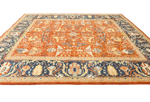 Hand-Knotted Pakistan Oushak Oriental Rug Large Orange Wool Carpet 9X12 ft - Picture 4 of 12