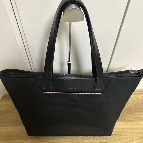 Sac fourre-tout Paul Smith économies noir, plusieurs poches, cuir, fermeture éclair unique,