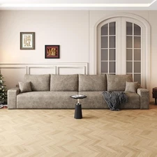 140" Boneless Sectional Couch Modern Modular Corduroy Sofa Set with Deep Seating