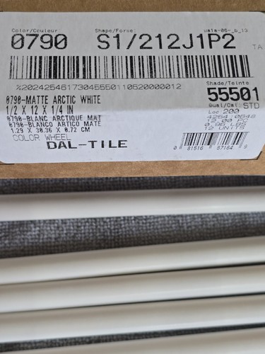 Daltile LuxeCraft Arctic White Matte 1/2" Glazed Ceramic Jolly Tile Trim 0.48 SF - Picture 4 of 4