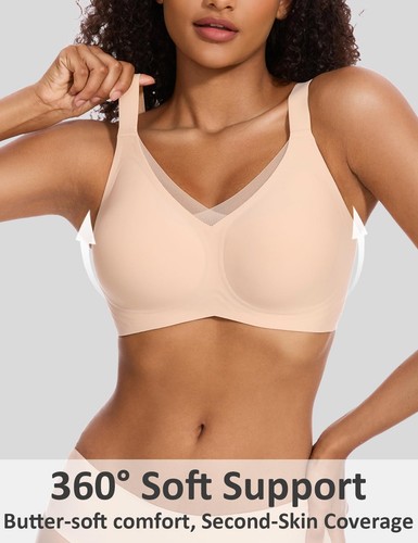 Womens V Lace Wireless Seamless Bras No Underwire Comfort Push Up Bras Suppor... - Picture 3 of 7
