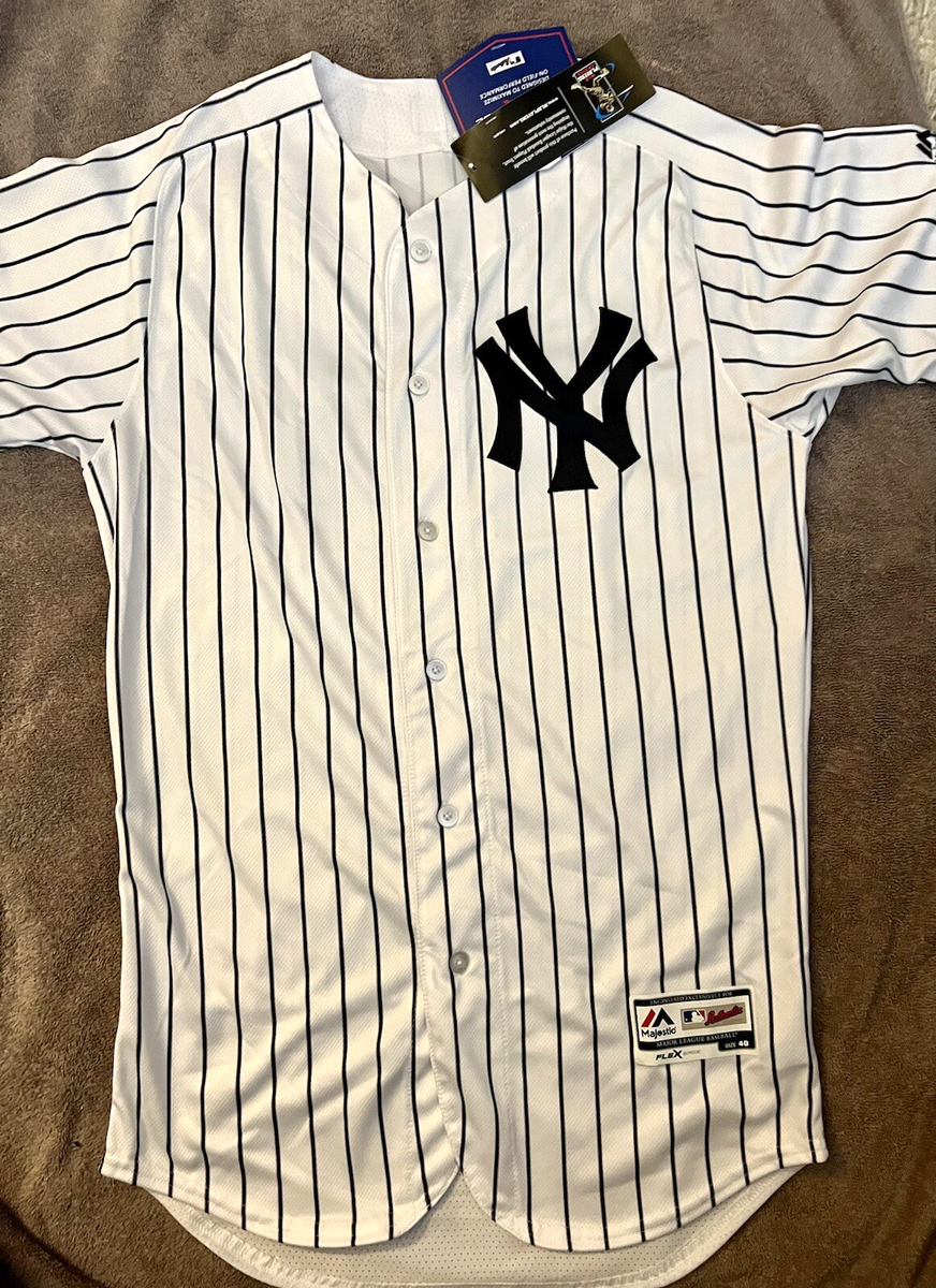 NY YANKEES JERSEY AUTHENTIC SIZE 40 MAJESTIC HOME PINSTRIPES