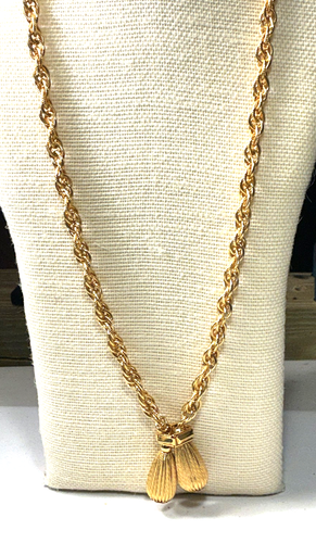 Sarah Coventry Necklace Gold Tone Corrugated Bead Thick Chain Lariat Lot 66A - Picture 2 of 5