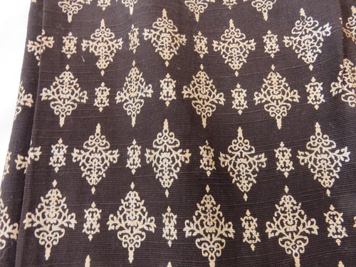 PANTALONE VERSATILE DA VIAGGIO ELASTICIZZATO FANTASIA DAMASCATO MARRONE E ORO ROSA UK 8 - Foto 6 di 13