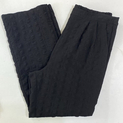 IC by Connie K Textured Straight Leg Pants Size M Black Lightweight Minimalist - Picture 3 of 8