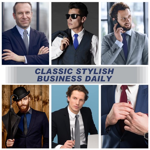 Haysandy 6 Pcs Clip on Ties for Men Solid Color Men's Tie Pretied Necktie 20 ... - Picture 5 of 7