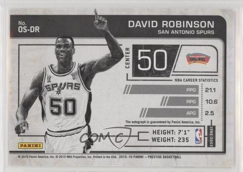2015-16 Panini Prestige Old School Signatures /49 David Robinson #OS-DR Auto HOF - Picture 2 of 3