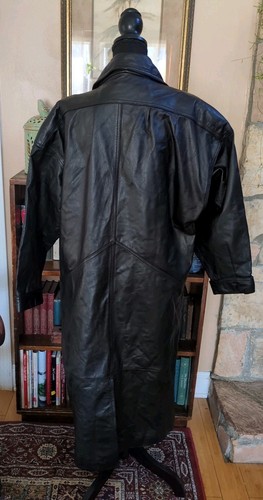 Vintage Jacqueline Ferrar Black Leather Trench Coat Women's Medium 1990s - Picture 3 of 16