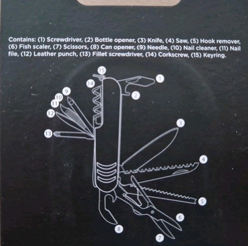 (66) Mountain Warehouse 15 In 1 Pocket Tool, Outdoors, Work, Camping, New - Picture 3 of 3
