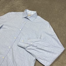 Burberry London Dress Shirt Mens 16.5 34/35 Tailored Light Blue Jacquard Button