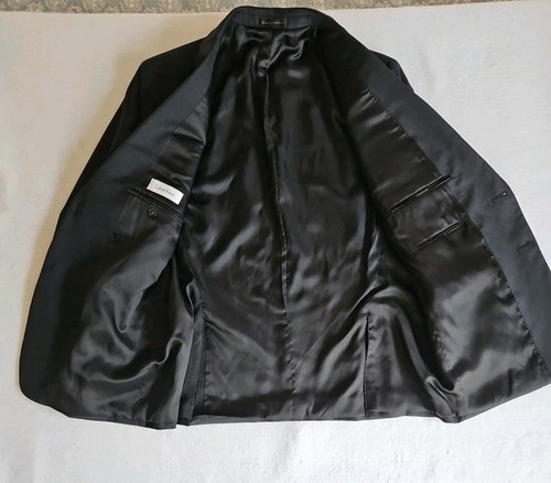 Calvin Klein Black Blazer Sport Coat 100% Wool Double Vented Men's Size 44 S - Picture 4 of 12